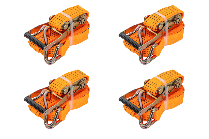 Sada štyroch oranžových transportných pásov UNITRAILER 8m/50mm/5t s napínačom