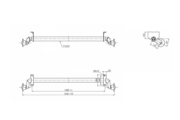 Nebrzdená náprava AL-KO OPTIMA pre príves 750 kg 1285 mm 1620 mm 4x100