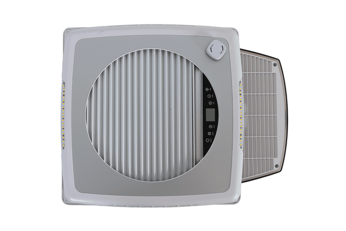 Automatický strešný ventilátor PUNDMANN PLUS FAN pre karavany s osvetlením, roleta 400×400 mm