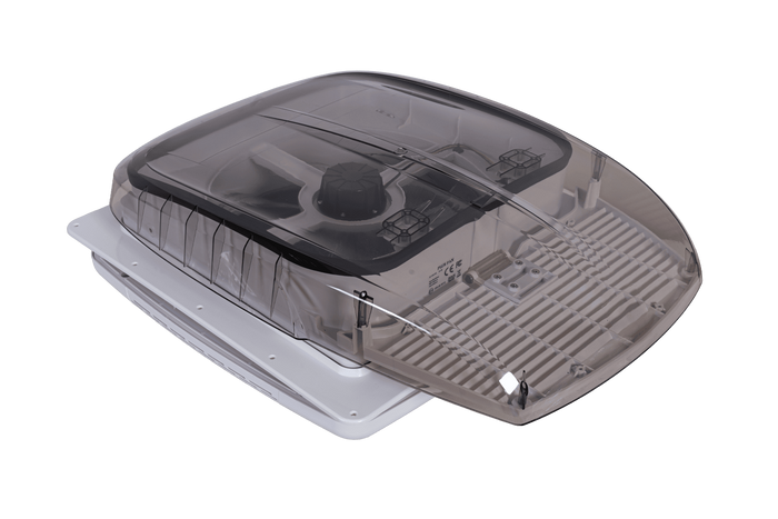Automatický strešný ventilátor PUNDMANN PLUS FAN pre karavany s osvetlením, roleta 400×400 mm