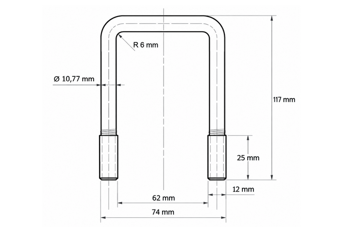 Štvorhranná svorka DROMET typ C M12 62×117 mm