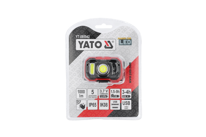 LED čelovka YATO YT-085942 so senzorom pohybu 1000lm