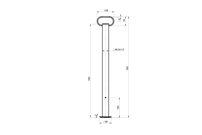 UNITRAILER MS 0019-700 pevná podpera pre 150 kg plošinový príves 48 mm 700 mm